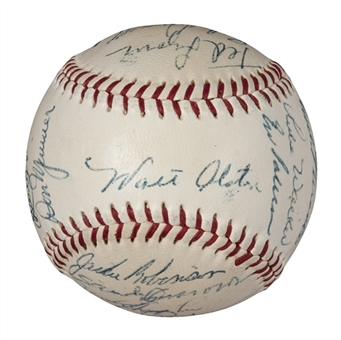 High Grade 1954 Brooklyn Dodgers Team Signed Baseball with 22 Signatures Including Robinson & Campanella -Official NL ball-(JSA)